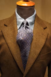 Medallion Printed Silk Tie - Navy Blue/Light Blue/Beige