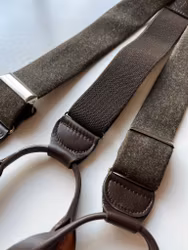 Solid Wool Flannel Suspenders - Dark Olive