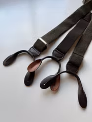 Solid Wool Flannel Suspenders - Dark Olive
