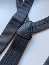 Fine Herringbone Wool Flannel Suspenders - Grey