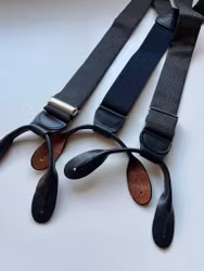 Check Wool Flannel Suspenders - Grey