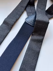 Check Wool Flannel Suspenders - Grey