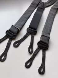 Check Wool Flannel Suspenders - Grey/Light Blue