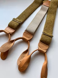 Solid Wool Tweed Suspenders - Yellow