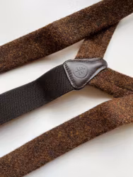 Solid Wool Tweed Suspenders - Brown
