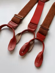 Solid Wool Tweed Suspenders - Rust