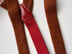 Solid Wool Tweed Suspenders - Rust