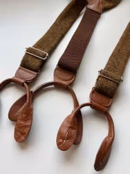 Solid Wool Tweed Suspenders - Light Brown