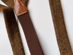 Solid Wool Tweed Suspenders - Light Brown