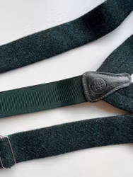 Solid Wool Tweed Suspenders - Dark Green