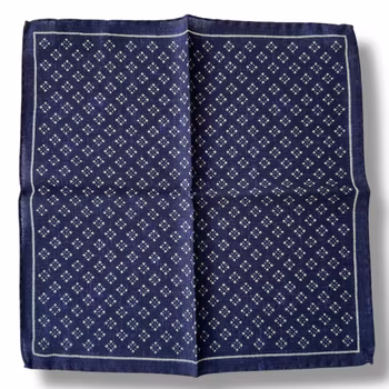 Floral Wool Pocket Square - Navy Blue/Lilac/White