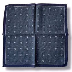 Paisley Wool Pocket Square - Green/Navy Blue/White