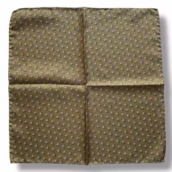 Camel Silk Pocket Square - Green/Orange