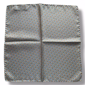 Giraffe Silk Pocket Square - Light Blue/Brown