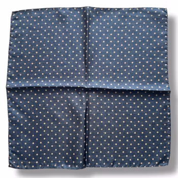 Polka Dot Silk Pocket Square - Navy Blue/Beige