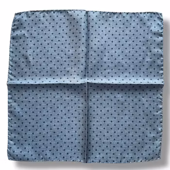 Polka Dot Silk Pocket Square - Light Blue/Navy Blue