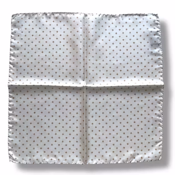 Polka Dot Silk Pocket Square - Off White/Beige