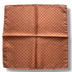 Polka Dot Silk Pocket Square - Rust/Navy Blue