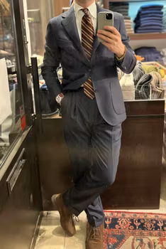 Solid Wool Flannel Jacket - Unconstructed - Navy Blue