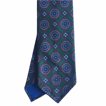 Large Medallion Ancient Madder Silk Tie - Untipped - Green