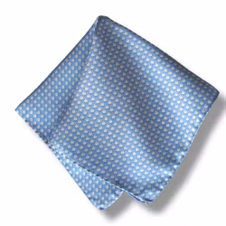 Sheep Silk Pocket Square - Light Blue/White/Light Blue