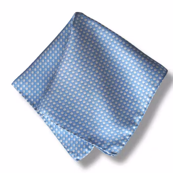Sheep Silk Pocket Square - Light Blue/White/Light Blue