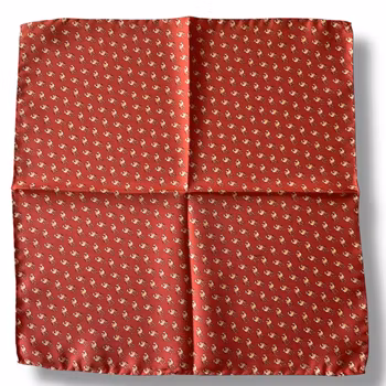 Camel Silk Pocket Square - Rust Red/Orange