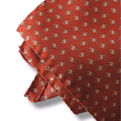 Camel Silk Pocket Square - Rust Red/Orange