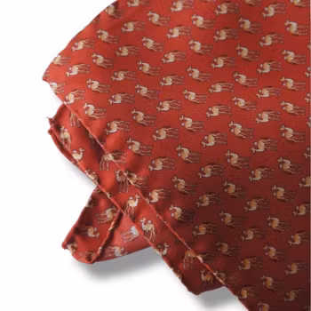 Camel Silk Pocket Square - Rust Red/Orange