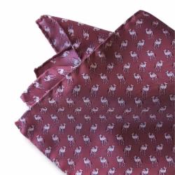 Camel Silk Pocket Square - Wine Red/Pink