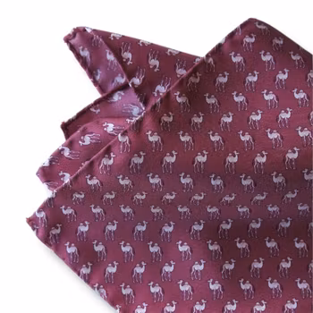 Camel Silk Pocket Square - Wine Red/Pink