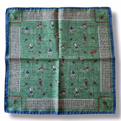 Tennis Silk Pocket Square - Green/Navy Blue