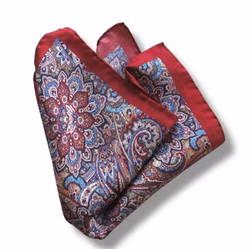 Paisley Silk Pocket Square - Burgundy/Blue/Green/Yellow