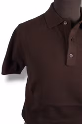 Short-sleeved Polo in 12 gg Pima cotton - Dark brown