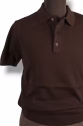 Short-sleeved Polo in 12 gg Pima cotton - Dark brown
