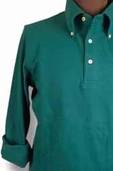 Långärmad Piquet Popover - Button Down - Racing Green