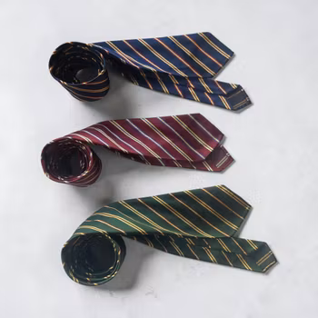 Regimental Silk Tie - Untipped - Navy Blue/Yellow/Burgundy