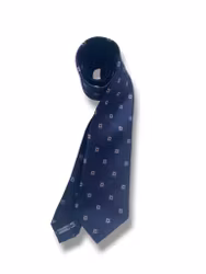 Floral Silk Tie - Untipped - Navy Blue/Burgundy/Light Blue
