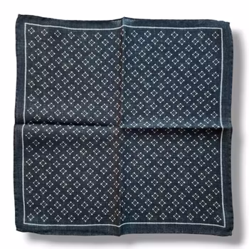 Floral Wool Pocket Square - Dark Green/White/Mustard