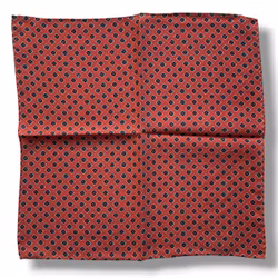 Floral Wool Pocket Square - Orange/Blue