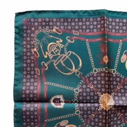 Classic Motif Silk Pocket Square - Dark Green/Brown