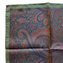 Paisley Silk Pocket Square - Green/Blue