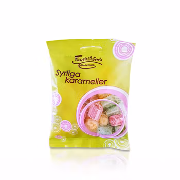 Syrliga karameller 20 påsar/kartong