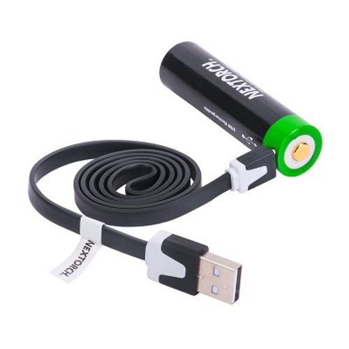 Nextorch laddningsbart 18650,3400 mAh, med inbyggd USB-laddport inkl laddkabel