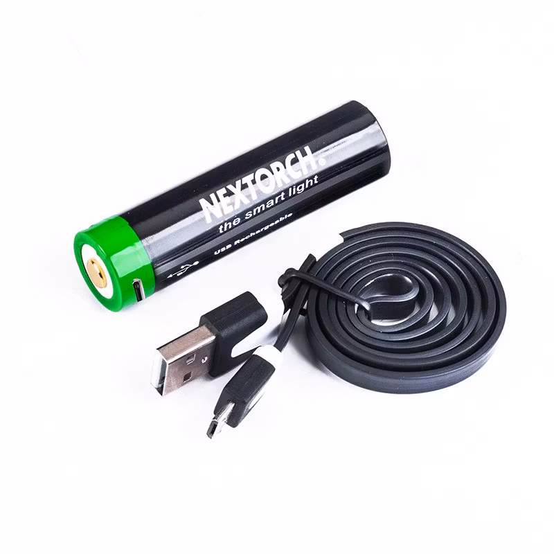 Nextorch laddningsbart 18650,3400 mAh, med inbyggd USB-laddport inkl laddkabel