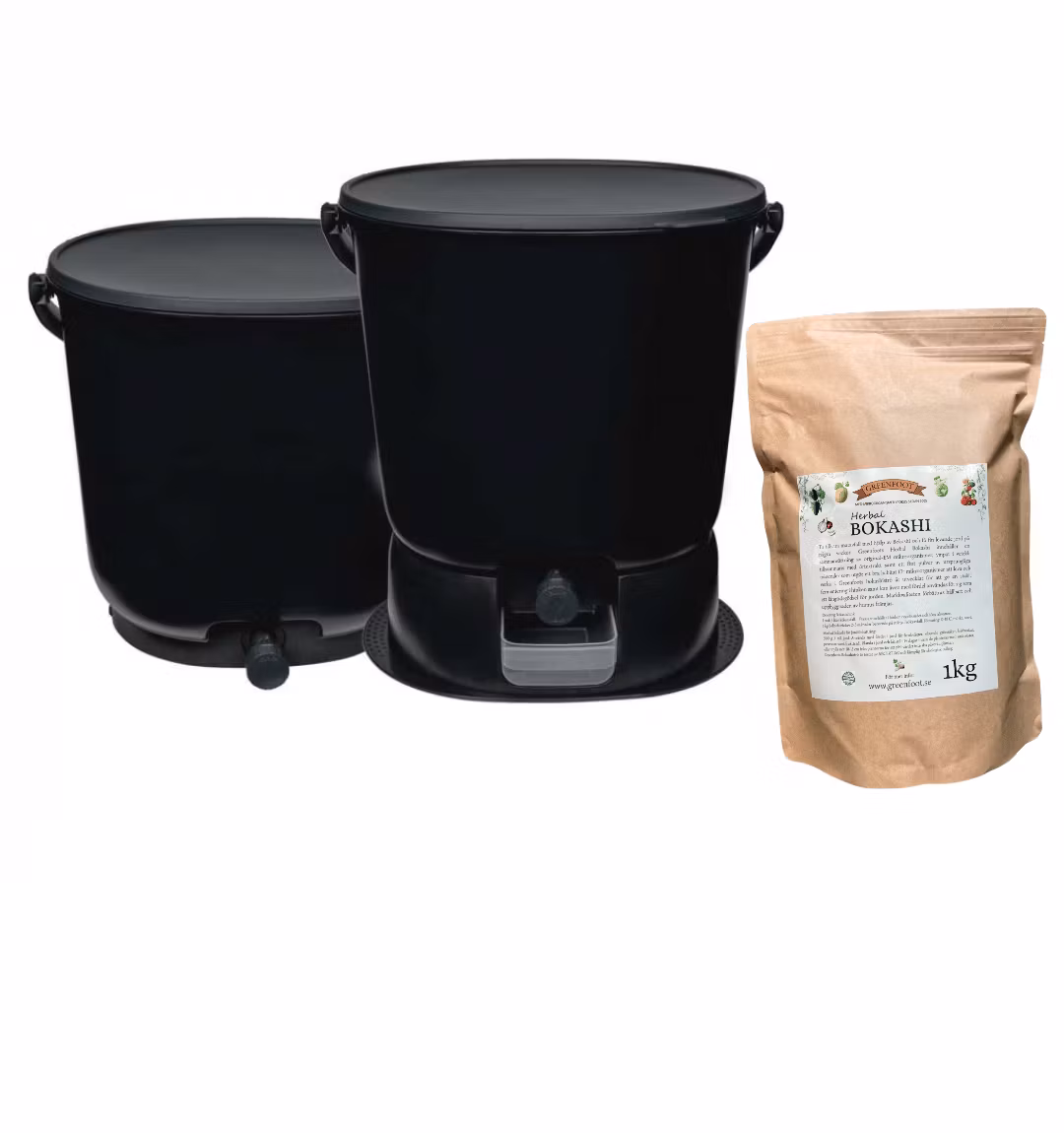 Bokashihink 2 ST (15,3 L) + 1 KG STRÖ (Komplett startkit)