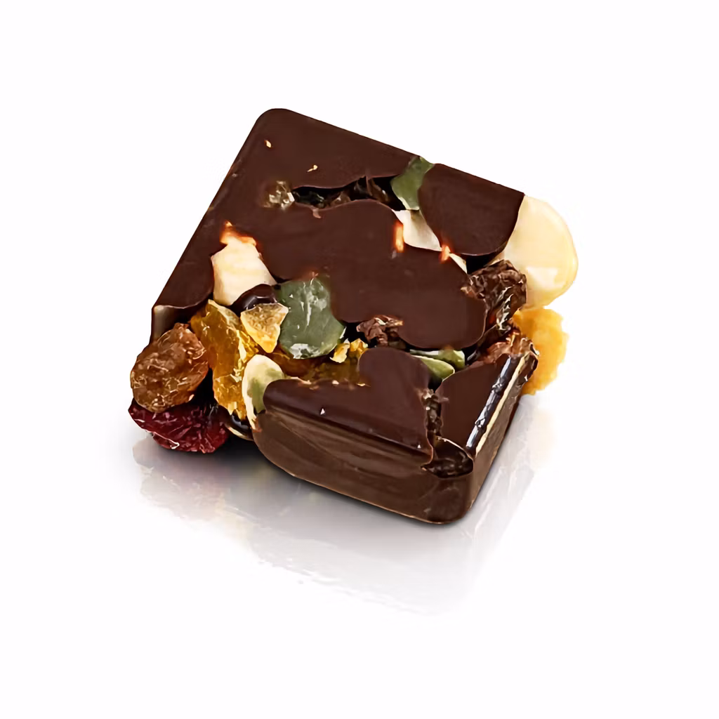 Frukt & mandel i mörk choklad