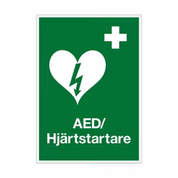 Nödskylt Hjärtstartare dubbelsidig A4 plast
