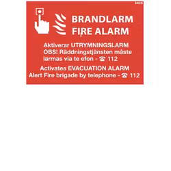 Brandskylt Vid brand lokalt plast