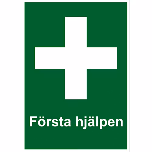 Skylt Första Hjälpen A5 148×210 mm dubbelsidig plast